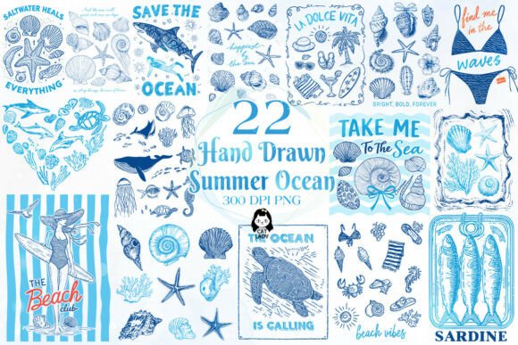 Download Hand Drawn Summer Ocean PNG Bundle - Drawn Collection
