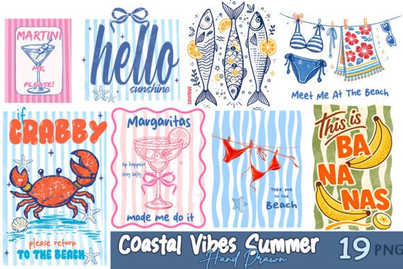 Download Coastal Vibes Summer Hand Drawn Bundle - Drawn Collection
