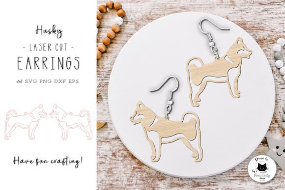 Download Siberian Husky Dog Earrings Laser Cut - Siberian husky dog Collection