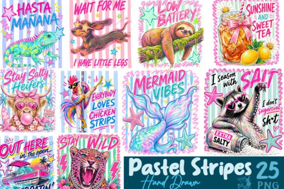 Download Pastel Stripes Hand Drawn Bundle - Drawn Collection