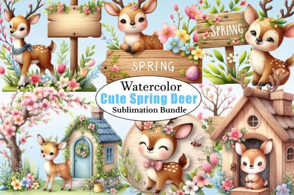Download Watercolor Cute Spring Deer PNG Clipart - Deer png Collection