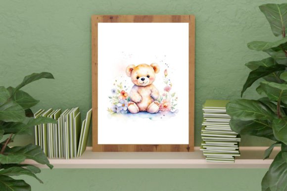 Download Watercolor Cute Baby Teddy Bear Graphic - Bear graphic Collection