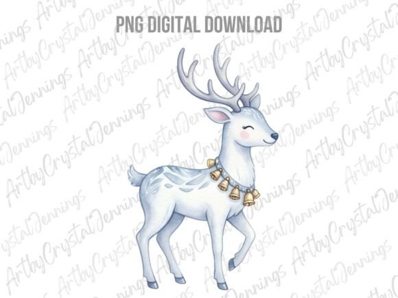 Download Cute Watercolor White Christmas Deer PNG - Deer png Collection