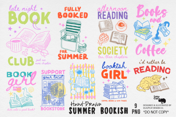 Download Summer Bookish Hand-Drawn PNG Bundle - Drawn Collection