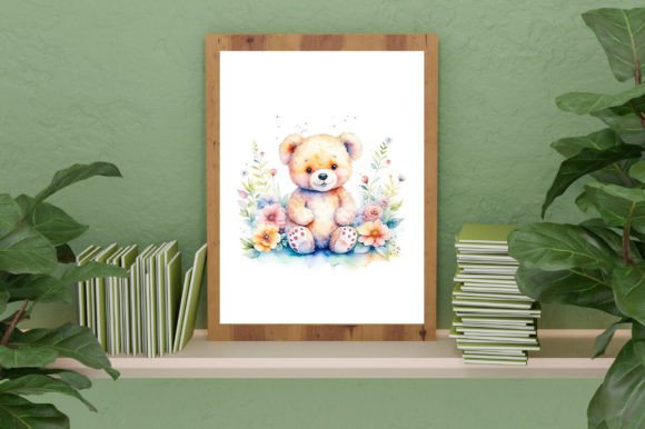 Download Watercolor Cute Baby Teddy Bear Graphic - Bear graphic Collection