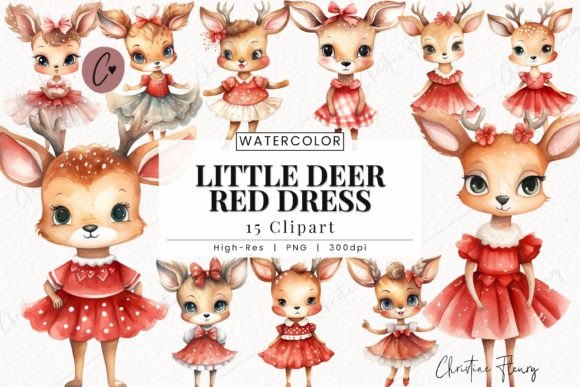 Download Little Deer Red Dress Clipart, Deer PNG - Deer png Collection