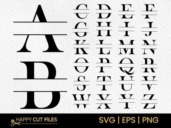 Download Split Letter Monogram SVG Font a-Z Png - Monogram svg Collection