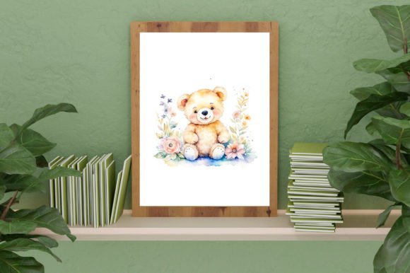 Download Watercolor Cute Baby Teddy Bear Graphic - Bear graphic Collection