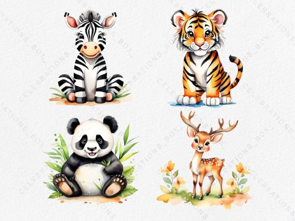Download Watercolor Zebra Tiger Panda Deer PNG - Deer png Collection
