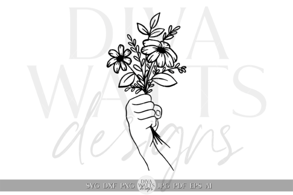 Download Hand with Flowers Silhouette Artwork SVG - Artwork Collection