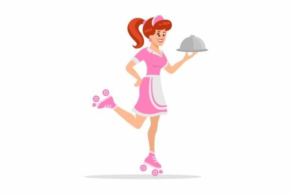 Download Girl Waitress on Roller Skate Vector - Skate vector Collection