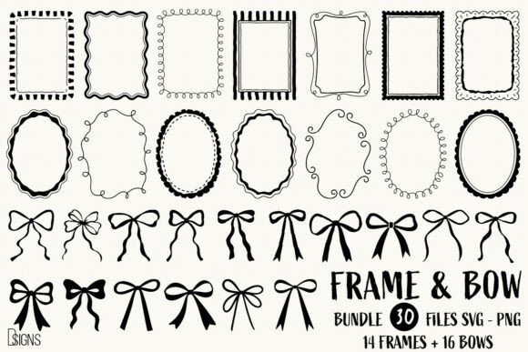Download Hand-Drawn Frames &amp; Bows Bundle SVG PNG - Drawn Collection