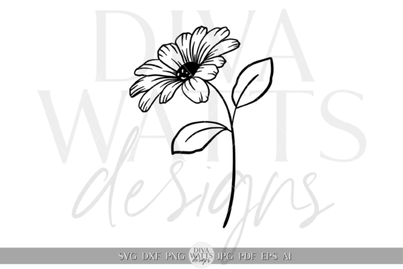 Download Single Daisy Silhouette Artwork SVG - Artwork Collection