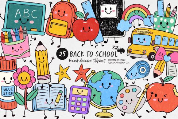 Download Back to School Hand-Drawn Clipart Bundle - Drawn Collection
