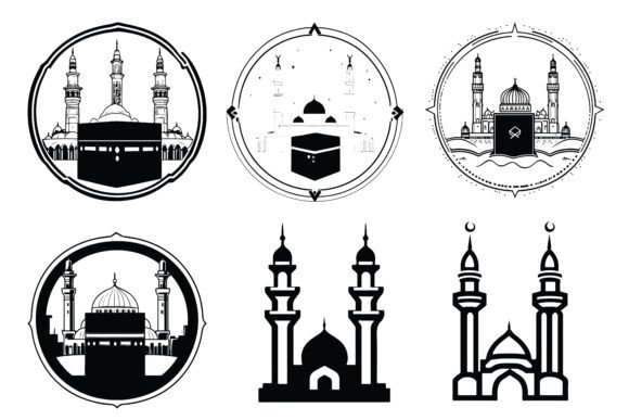 Download Kaaba with Mosque Outline Artwork - Artwork Collection