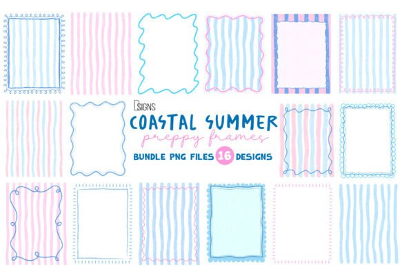 Download Summer Preppy Hand Drawn Frames Bundle - Drawn Collection